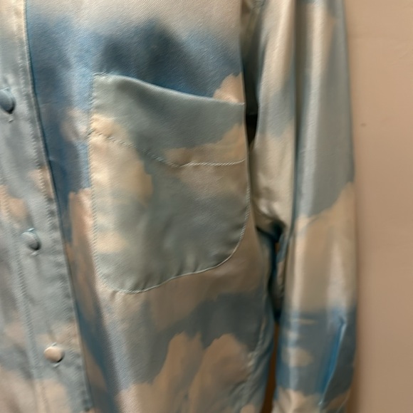 Moschino Chea Chic Blue White Clouds Silk Blouse - Picture 4 of 13